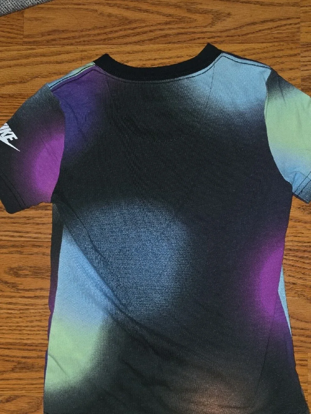 Nike Kids Black Tee with Multicolor Gradient Logo
